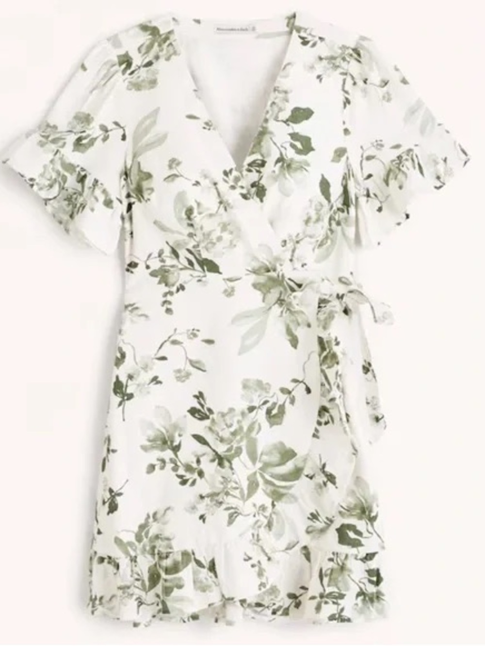 Abercrombie & Fitch Angel Sleeve Wrap Mini Dress Sage Green Floral NWT Medium P